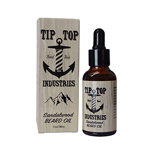 Tip Top Sandalwood Scented Beard Oil - Conditions & Nourishes Beard & Mustache 1oz Beauty and Personal Care Tip Top Pomade