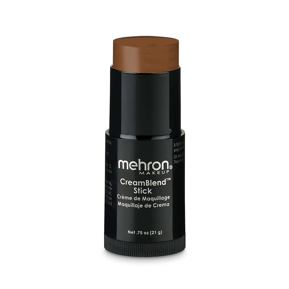 Mehron CreamBlend Stick | Face & Body Paint - Foundation Cream Makeup - Halloween Perfect - .75 oz (21 g) (Light Ebony) Beauty & Personal Care Mehron