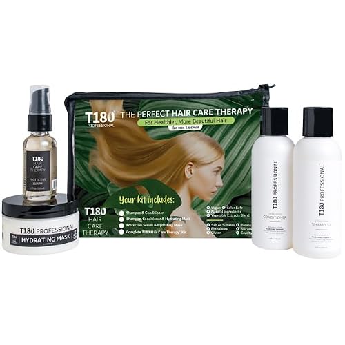 T180 Hair Care Therapy Hair Repair Treatment for Damaged Hair - 4-Piece, 4 oz Kit Treatment Consisting of Vitalizing Shampoo and Conditioner, Hair Beauty & Personal Care T180 PROFESSIONAL