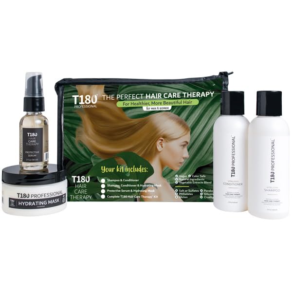 T180 Hair Care Therapy Hair Repair Treatment for Damaged Hair - 4-Piece, 4 oz Kit Treatment Consisting of Vitalizing Shampoo and Conditioner, Hair Beauty & Personal Care T180 PROFESSIONAL