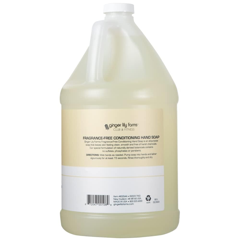 Ginger Lily Farms Club & Fitness Conditioning Liquid Hand Soap Refill, 100% Vegan & Cruelty-Free, Fragrance Free, 1 Gallon (Pack of 4) Beauty & Personal Care Ginger Lily Farms