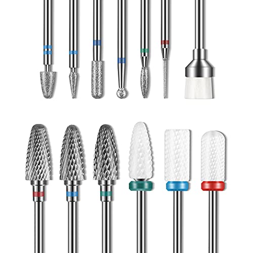 Depvko 13PC Nail Drill Bits Set, Drill Bits for Nails, 3pcs Tungsten Carbide Drill Bits+ 3pcs Ceramic Efile Nail Drill Bits+ 6pcs Cuticle Drill Bits+ Beauty & Personal Care Depvko