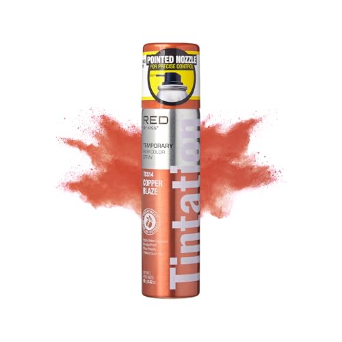 Red by Kiss Tintation Temporary Hair Color Spray 2.82oz, Quick-Dry & Smudge-Proof, Vivid Color Washable Hair Dye, Styling Spray Cosplay Halloween Beauty & Personal Care Red by Kiss