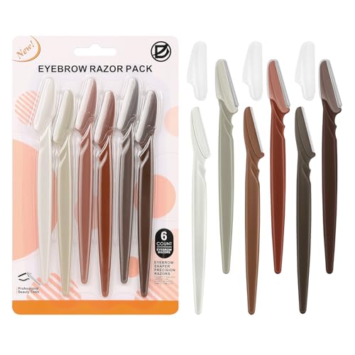 D 6 Pcs Face Razors for Women, Eyebrow Razors and Dermaplane Tool Beauty and Personal Care D Default Title