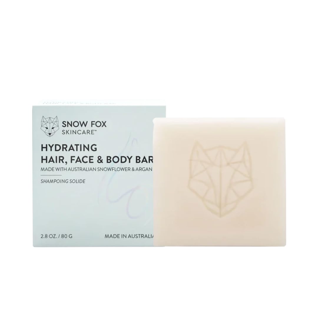 Snow Fox Skincare Hydrating Hair, Face & Body Bar | Shampoo & Conditioner Bar | Restores Moisture, Shine, Softness | Shea Butter & Argan Oil | Beauty & Personal Care Snow Fox Skin Care