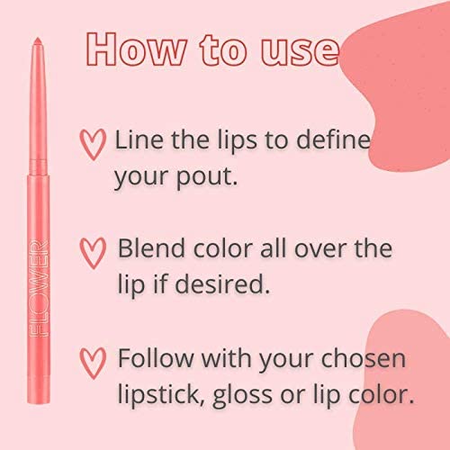 FLOWER BEAUTY Petal Pout Lip Liner Smooth Creamy Lip Liner with Pigment Rich Color Prevents Feathering of Lip Color Comes with Builtin Sharpener Beauty & Personal Care FLOWER
