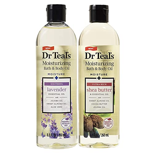 Dr. Teals Bath & Body Oil Variety Gift Set (2 Pack, 8.8oz Ea.) - Soothing Lavender & Ultra Rich Shea Butter - Essential Oils Hydrate Skin & Alleviates Beauty and Personal Care Dr Teal's