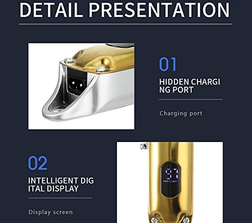 GLESVOWIO Pro Hair Clipper Electric Hair Clipper Oil Head LED LCD high-Power Razor Electric Metal Body Electric Hair Clipper Beauty and Personal Care GLESVOWIO