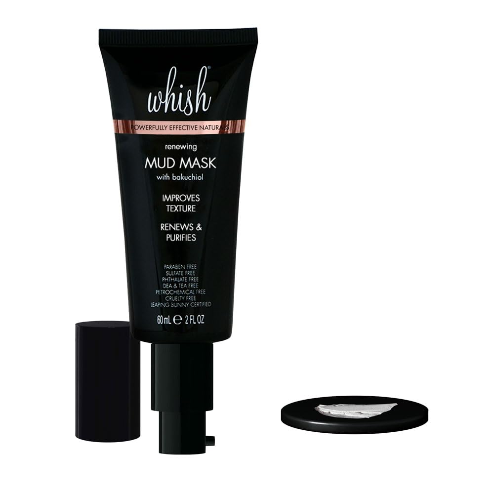 Whish Mud Mask with Bakuchiol - Natural Retinol Alternative Clay Mask - Pore Minimizing & Acne Treatment for Oily, Dry Skin - Hydrating Skincare Mask Beauty & Personal Care Whish
