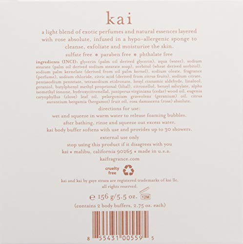 kai Body Buffer Rose, 2 Count, Innovative Bath sponges that Gently exfoliates Skin While Cleansing the Body with a Fresh + Clean Gardenia Rose Beauty & Personal Care kai