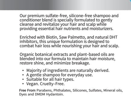 Saw Palmetto infused Biotin Argan Oil botanical shampoo and conditioner mix, 10 fl oz, Pack of 1 Beauty & Personal Care Idyllicskin