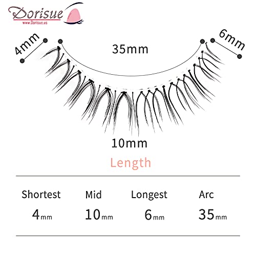 Dorisue Natural Volume False Eyelashes - Ultra Light Clear Band Lashes for Office Daily Wear, 4-10mm, 4 Pairs (E3) Beauty & Personal Care Dorisue