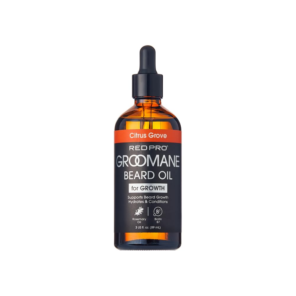 Red by Kiss Groomane Beard Oil, Rosemary Oil & Biotin, Promotes Full, Healthy Look Beard Strengthen Facial Hair, Reduces Breakage (3 fl.oz, Citrus Beauty and Personal Care Red by Kiss