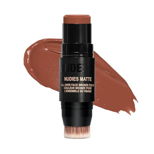 Nudestix Nudies Bronze All Over Matte Bronzing Stick - 3-in-1 Cream Bronzer for Cheeks, Eyes & Lips with Built-In Brush | Natural Contour & Sun-Kissed Beauty & Personal Care Nudestix