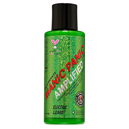 MANIC PANIC Electric Lizard Hair Color - Amplified - Semi Permanent Hair Dye - Bright Neon Green Hair Color - Glows In Blacklight - Vegan, PPD Beauty & Personal Care MANIC PANIC