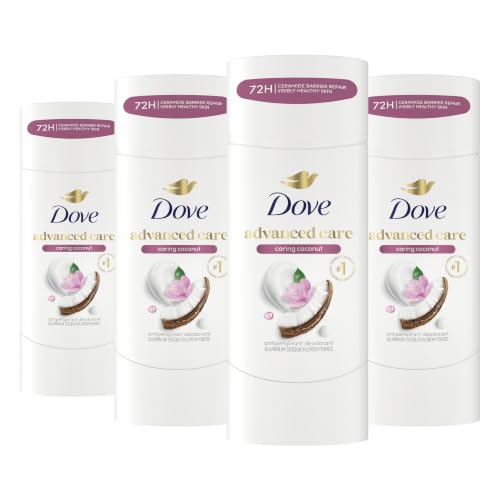 Dove Advanced Care Antiperspirant Deodorant Stick Caring Coconut 4 ct for helping your skin barrier repair after shaving 72-hour odor control Beauty and Personal Care Dove