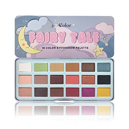 Ccolor Cosmetics Fairy Tale Eye Shadow Palette Makeup, 18 Ultra-Blendable, Vibrant Matte & Shimmer Eyeshadow - Eyeshadow Palette Set With Mirror… Beauty & Personal Care Ccolor