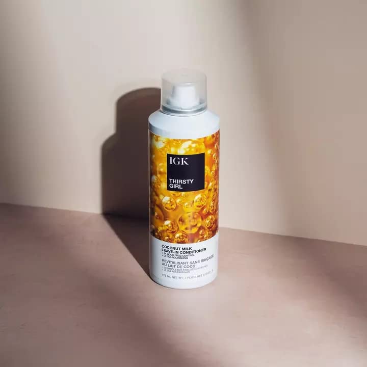 IGK THIRSTY GIRL Coconut Milk Leave-In Conditioner | Hydrate + Strengthen + Frizz Control | Vegan + Cruelty Free | 5 Oz Beauty & Personal Care IGK