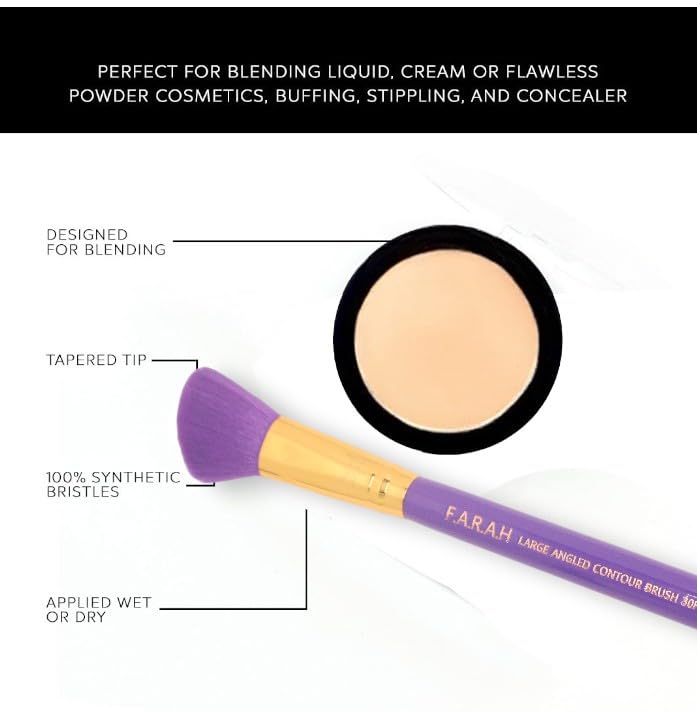 F.A.R.A.H Professional Pro Precision Luxurious Blender Brush 30F - Premium Makeup Brushes (Purple) Beauty & Personal Care F.A.R.A.H
