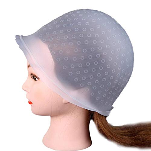 Reusable Silicone Hair Coloring Highlighting Cap Hair Dyeing Cap with Metal Hook for Hair Salon Tools Hairdressing Highlighting Kit (White) Beauty & Personal Care Petiy Beauty