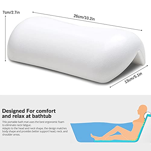 SPA Bath Pillow Non-Slip Bathtub Headrest Soft Waterproof Bath Pillows with Suction Cups Easy to Clean Bathroom Accessories (1pc) Beauty and Personal Care KODENG