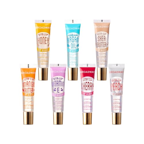 Ruby Kisses Broadway Vita-Lip Clear Lip Gloss (7 Pack) Ultra-Hydrating & Soothing Formula with Vitamins, High-Shine Non-Sticky Finish Lip Balm with Beauty & Personal Care Ruby Kisses
