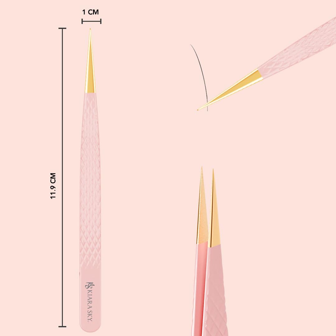 KIARA SKY LASH Tweezer for Eyelash Extensions - Precision Fiber Tip Grip - Volume, Mega Volume, and Lash Removal Fills - Comfortable Ergonomic Design Beauty and Personal Care KIARA SKY