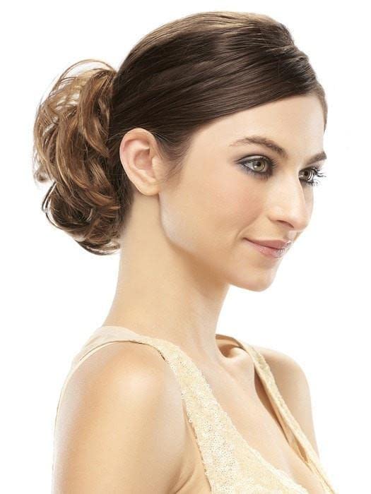 Mimic Hair Wrap Color 24B/27C Butterscotch - Easihair Hairpieces 4.5" Length UpDo Ponytail Accent Synthetic Fiber Curly Wavy Locks Elastic Band