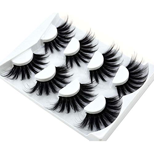 HBZGTLAD NEW 4 Pairs 3D Mink Hair False Eyelashes Criss-cross Wispy Cross Fluffy length 25mm Lashes Extension Handmade Eye Makeup Tools (MDR-4)