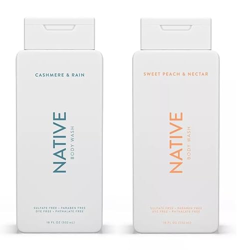 Native Body Wash 2-Pack: Sweet Peach & Nectar + Cashmere & Rain (18 fl oz each) Beauty & Personal Care Native