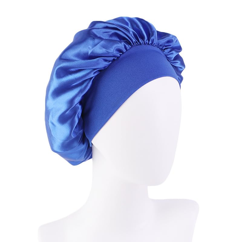 AKOAK 1 Pack Wide-Brimmed High-Elastic Headband Nightcap Ladies Bathing Chemotherapy Cap Hair Care Hat (Blue) Beauty and Personal Care AKOAK