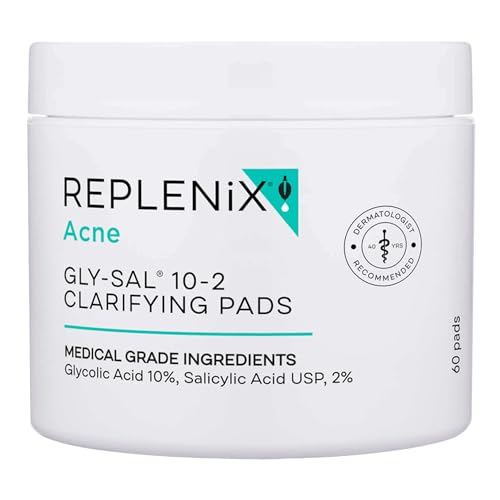 Replenix Gly-Sal Clarifying Acne Pads, 60 Count, Medical-Grade 10% Glycolic Acid & 2% Salicylic Acid Exfoliating Pads for Acne-Prone Skin, Help Clear Beauty & Personal Care Replenix