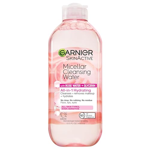 Garnier Micellar Water with Rose Water and Glycerin, Hydrating Facial Cleanser & Makeup Remover, For All Skin Types, Vegan, Cruelty Free, 13.5 Fl Oz Beauty and Personal Care Garnier Default Title