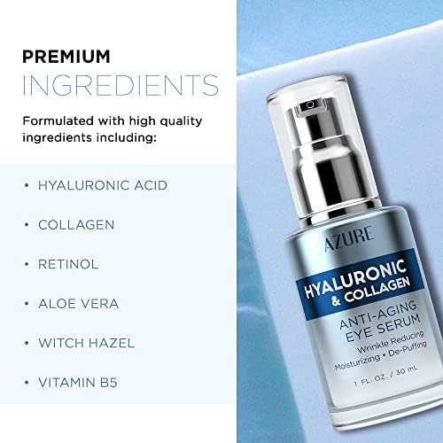 Hyaluronic Acid & Collagen Eye Serum, Anti-Aging Korean Skin Care, 2 Pack Beauty & Personal Care Azure Cosmetics