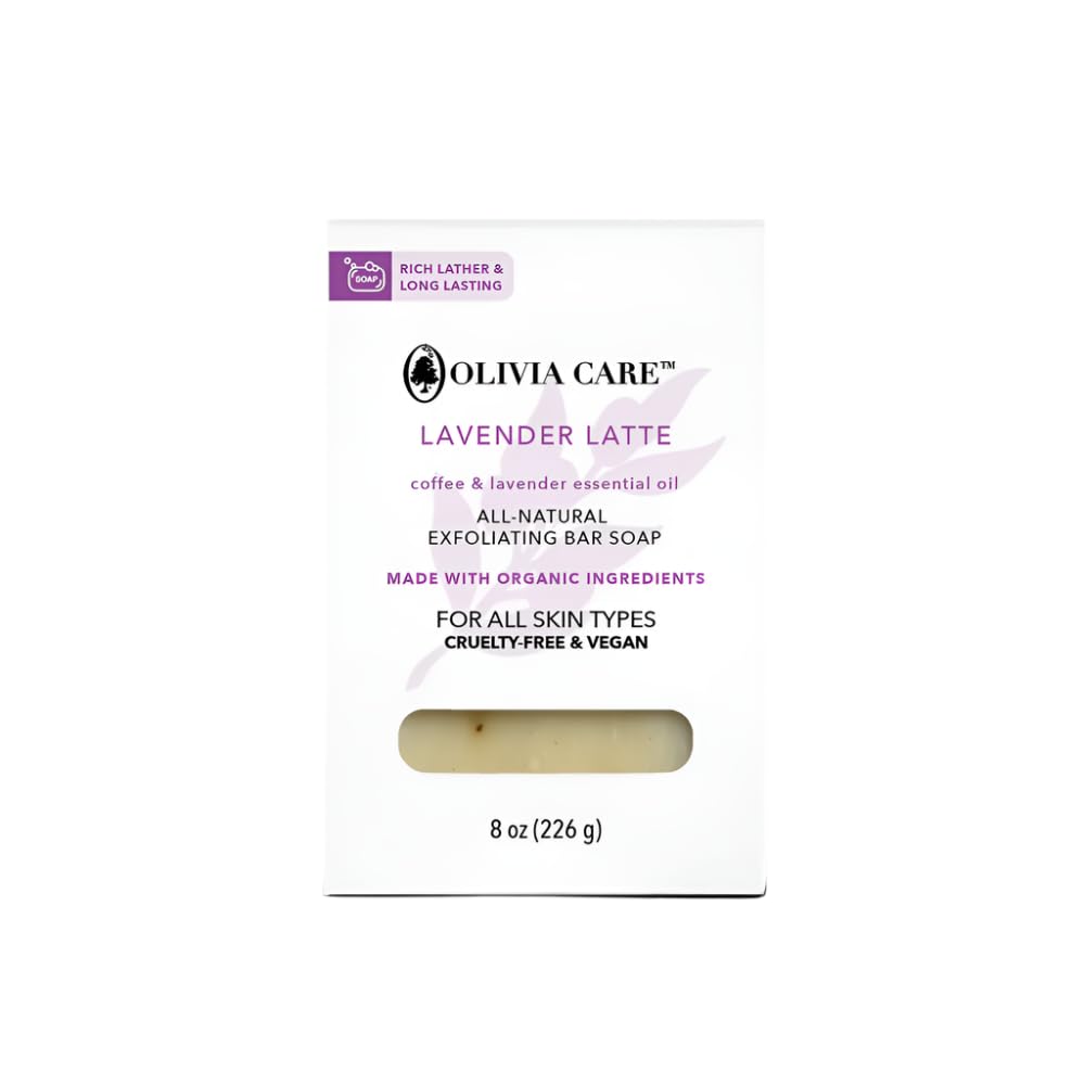 Olivia Care Exfoliating Bar Soap, Coffee Beans, 100% Natural, Organic Ingredients, Clean Energize Mind Body, Full of Vitamin & Antioxidants (Lavender Beauty & Personal Care Olivia Care