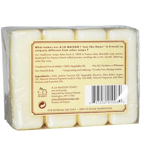 A LA MAISON Oat Milk Bar Soap - Triple French Milled Natural Moisturizing Hand Soap Bar (4 Bars of Soap, 3.5 oz) Beauty & Personal Care A LA MAISON