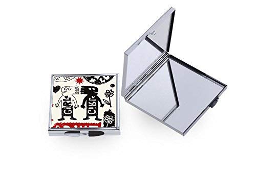 SFS METALIC 1 Square Metal Grey Pocket Mirror Sublimation Dye Heat Transfer Craft Engraved 2.2" x 2.2" Beauty & Personal Care SFS METALIC