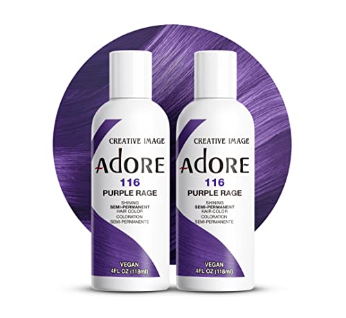 Adore Semi Permanent Hair Color (116 Purple Rage) (2 Pack) | Vegan & Cruelty-Free Purple Hair Dye | No Ammonia, No Peroxide, No Alcohol | 4 Fl Oz Beauty & Personal Care Adore