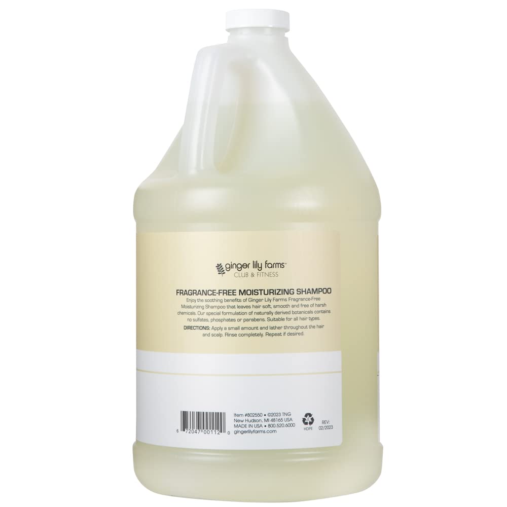 Ginger Lily Farms Club & Fitness Moisturizing Shampoo for All Hair Types, 100% Vegan & Cruelty-Free, Fragrance Free, 1 Gallon (128 fl oz) Refill Beauty and Personal Care Ginger Lily Farms