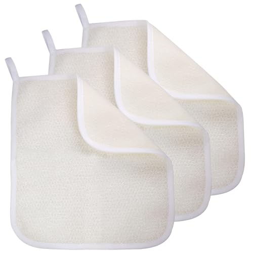Exfoliating Washcloth (3 Pack), Shower Cloth for Body and Face Exfoliator Scrubber, Two Sides Exfoliate Shower Rag Wash Cloths Nylon Cotton Loofah Beauty and Personal Care GigaGround Default Title
