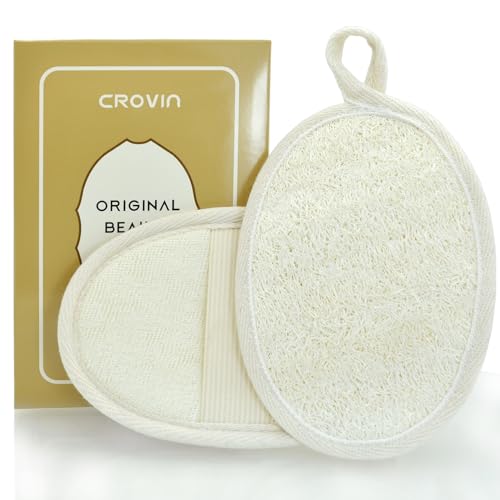 CROVIN Natural Loofah Exfoliating Body Scrubber, Made with Natural Shower Loofah Sponge for Men and Women’s SPA (Pack of 2) Beauty & Personal Care CROVIN