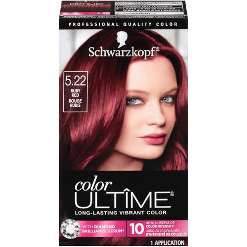 Schwarzkopf Color Ultime 5.22 Ruby Red Hair Dye, Permanent Intense Red with Diamond Brilliance, Fade-Resistant, Covers Grays, All Hair Textures Beauty & Personal Care Schwarzkopf