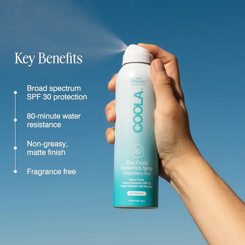 COOLA Organic Mineral Sunscreen SPF 30 Sunblock Spray, Dermatologist Tested Skin Care for Daily Protection, Vegan and Gluten Free, Fragrance Free, 5 Beauty & Personal Care COOLA