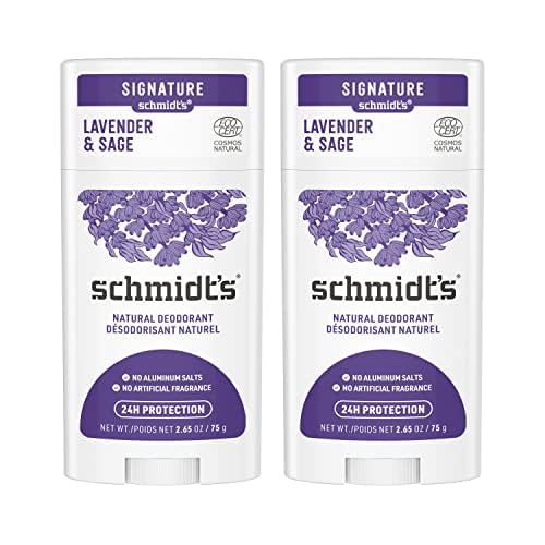 Schmidt's Aluminum-Free Vegan Deodorant Lavender & Sage with 24 Hour Odor Protection, 2 Count for Women and Men, Natural Ingredients, Cruelty-Free Beauty and Personal Care Schmidt's