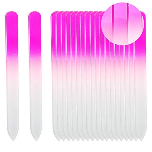 SIUSIO 40 Pack Professional Czech Crystal Glass Nail Files for Natural Nails Double Sided Etched Surface Files Gradient Rainbow Color for Acrylic Nail Beauty & Personal Care SIUSIO