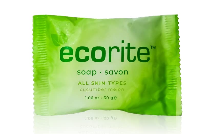 Ecorite Face & Body Soap with Cucumber-Melon Fragrance, Travel Size Hotel Amenities Biodegradable/Recyclable Frosted Sachet, 1oz / 30gm, Pack of 288 Beauty & Personal Care Ecorite