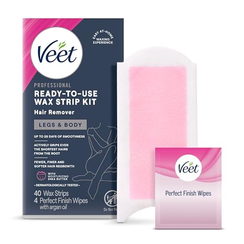 VEET Sugar Wax Strips For Women's Body Hair Removal, Bikini Hair Removal Kit, Pubic, Dermatologically Tested For Body & Intimate Areas, 40ct Wax Beauty & Personal Care Veet
