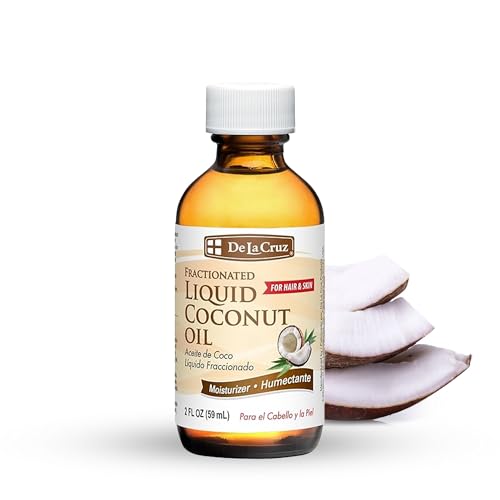 De La Cruz Fractionated Liquid Coconut Oil - Liquid Coconut Oil for Skin and Hair - Natural Moisturizer for Skin and Hair - 2 FL OZ Beauty & Personal Care De La Cruz