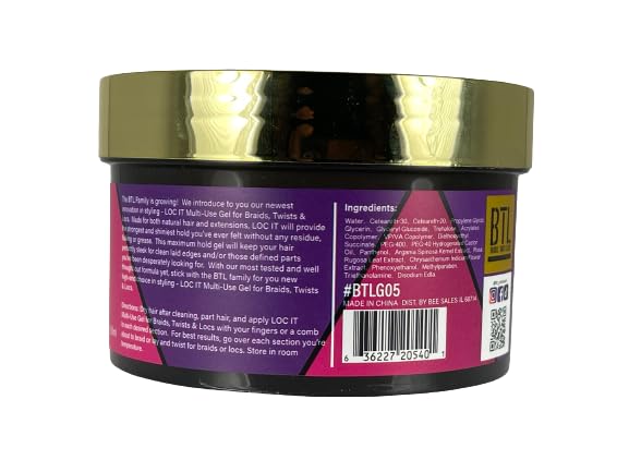 BTL LOC IT! Multi-Use Hair Styling Gel - Strong Hold, Shine Enhancing, Residue-Free Formula for Braids, Twists, Locs, Edges - Perfect for Natural Hair Beauty & Personal Care BTL