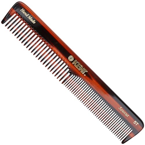 Kent 5T 6.6 Inch Double Tooth Dressing Comb, Fine and Wide Tooth for Hair, Beard, and Mustache Styling and Grooming - Coarse and Fine for Men, Women,